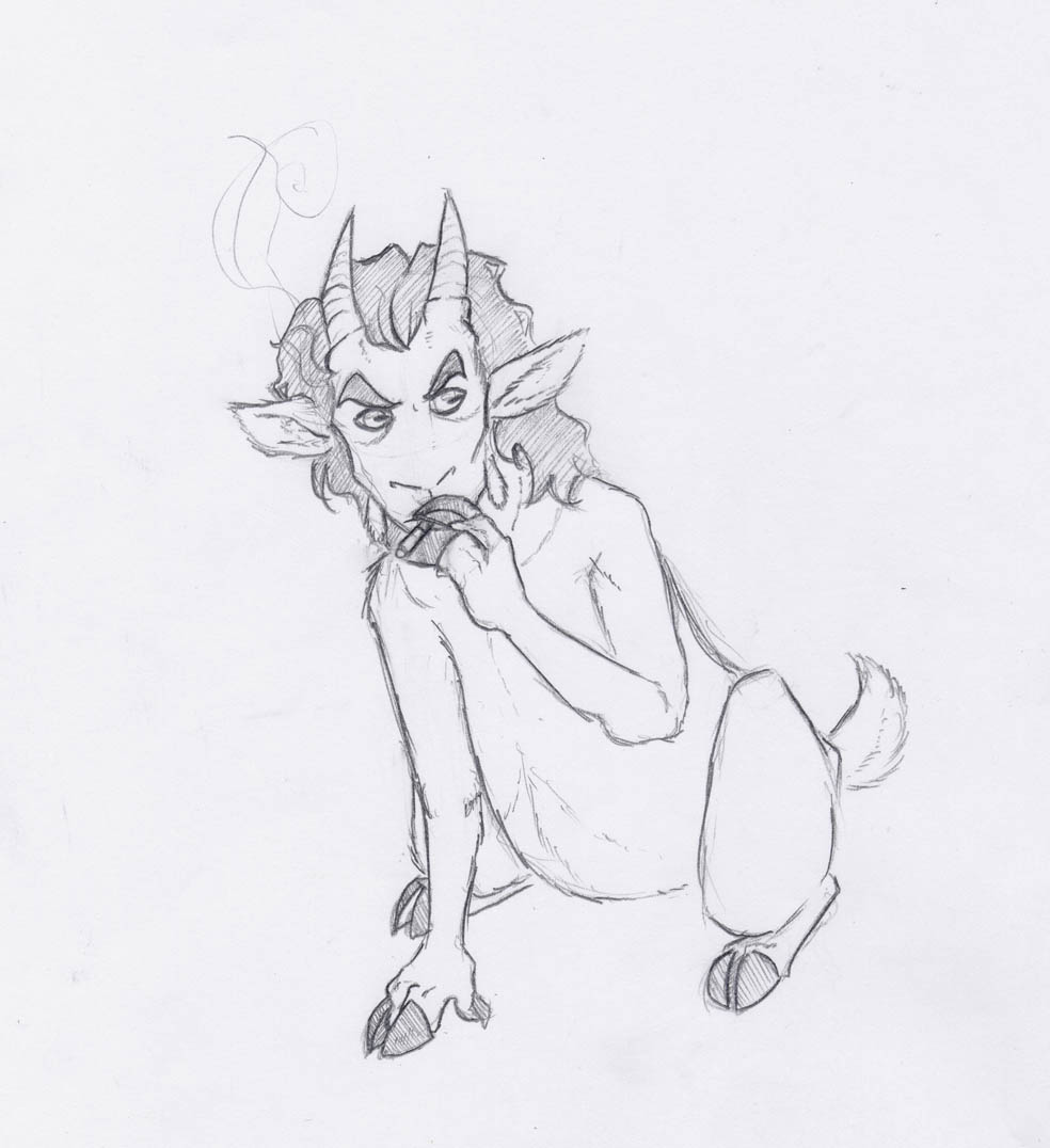 Goat Raven smoking by Bilious
