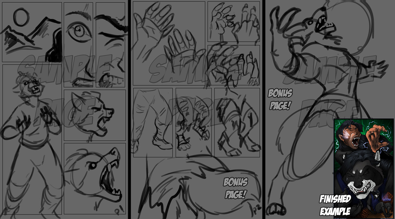 YCH: Werecreature Transformation Comic Auction by Jakkal