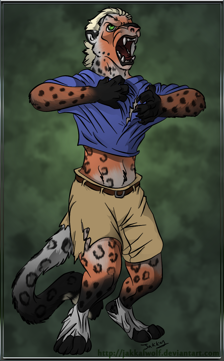 Livestream Commission: Human to Snow Leopard by Jakkal
