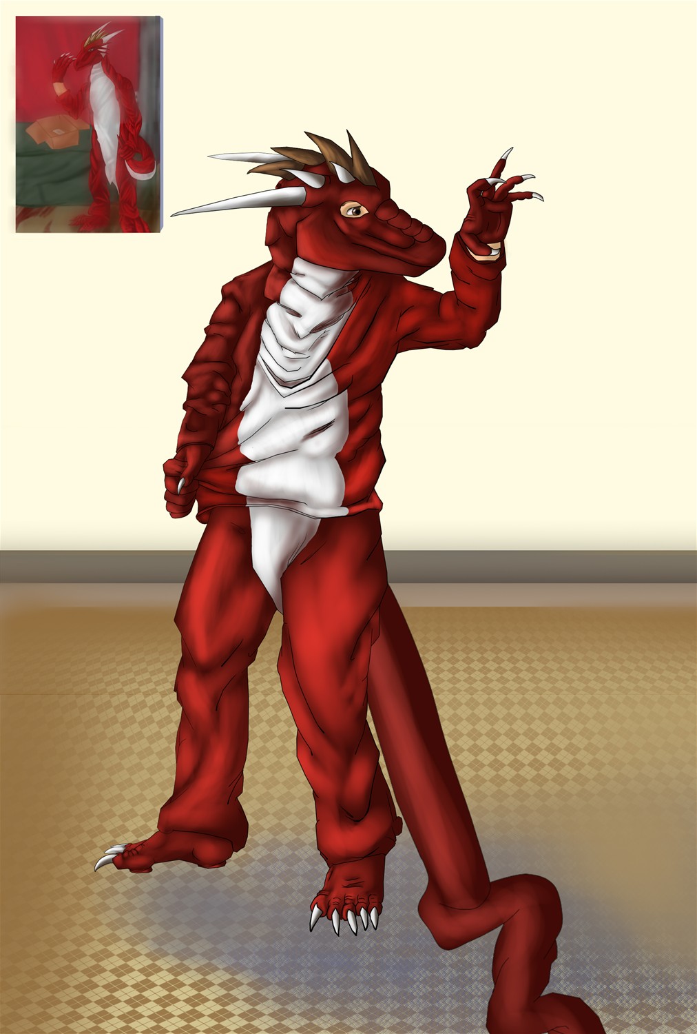 Maskaphobia (Red dragon costume TF) by Lucern7