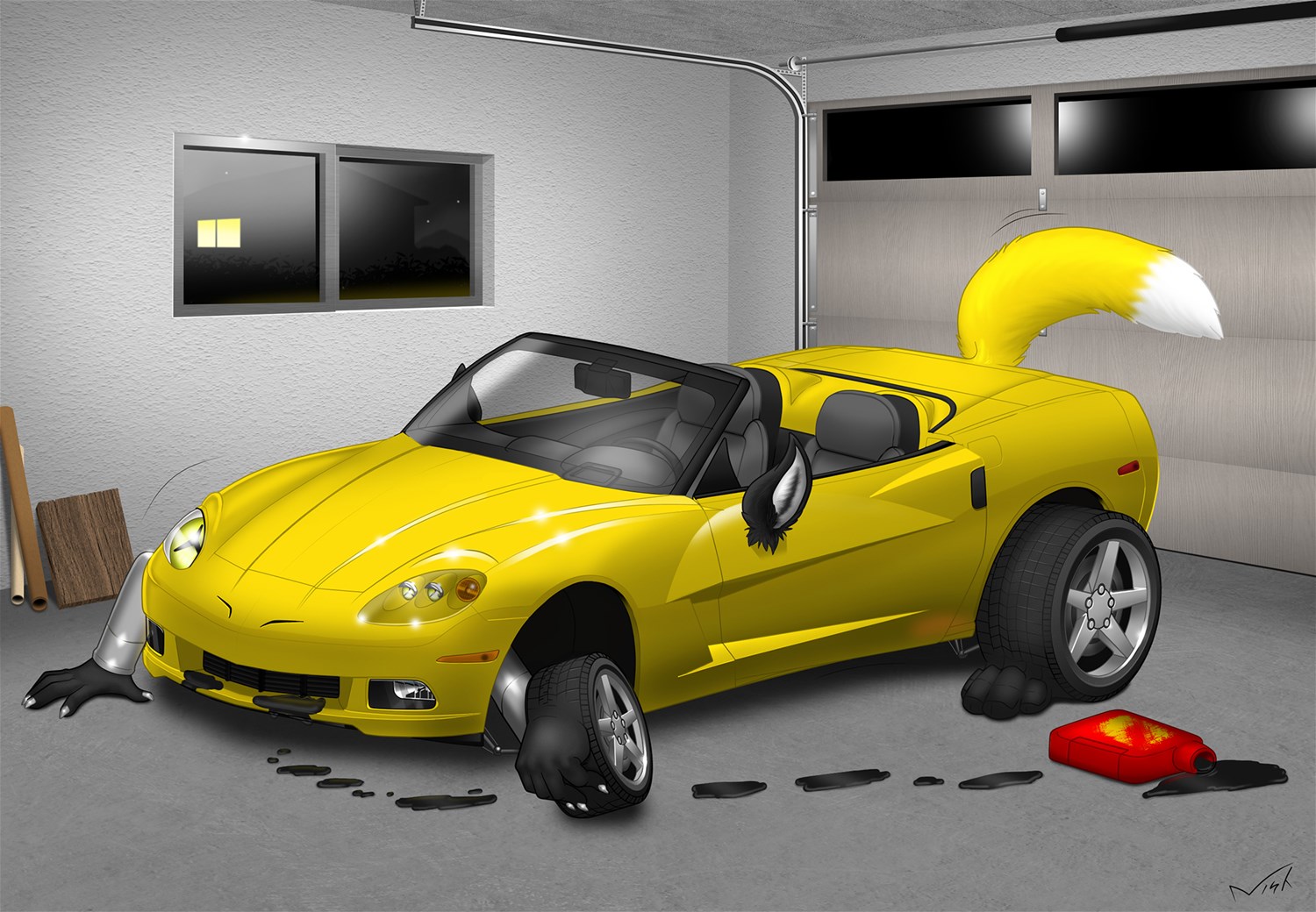 "Corvetting" into a car by Nisharu