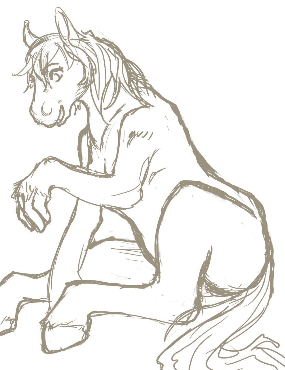 ehh123 commission - feral to anthro horse by Superboo