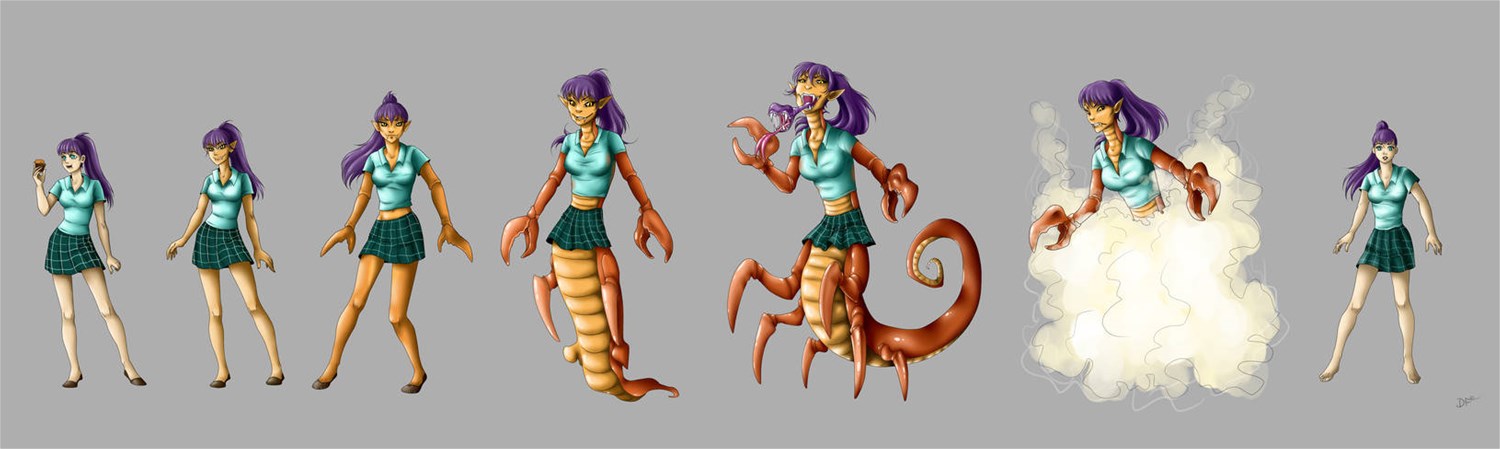 Girl Transfomation into Krylock Monster and Back by Monstergirlshideout