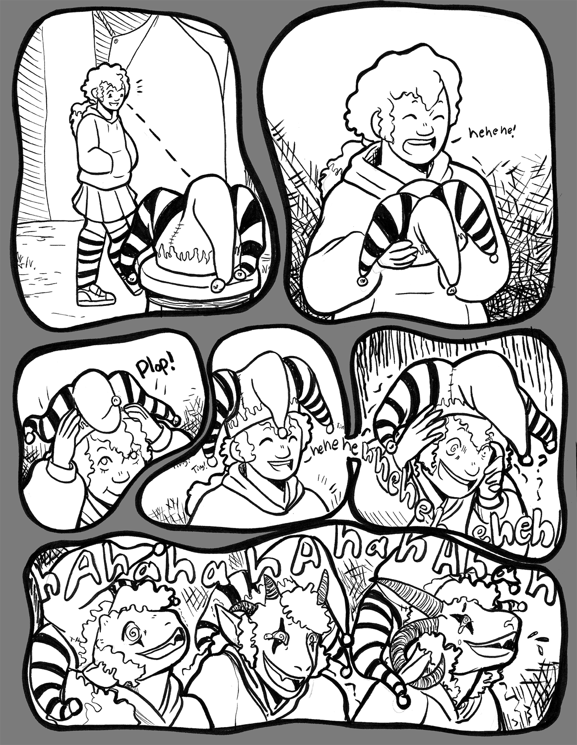 Hellish Jester..color&black and white by Mxmaramoose